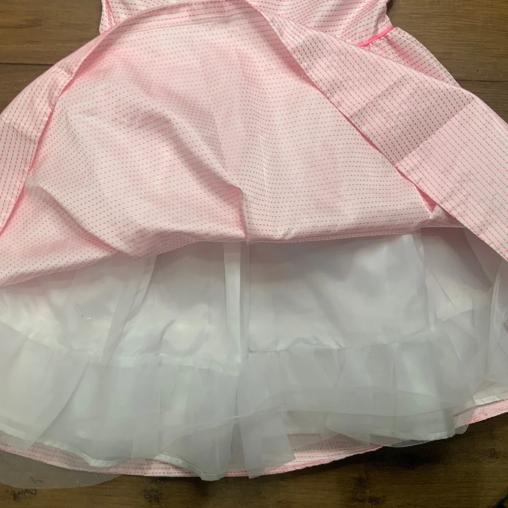 Janie and Jack Pink and White Party Dress w/ Bow Size 10.